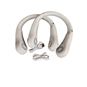 2 Pack Jisulife FA14-S Portable Neck Fan Ultra-Quiet Rechargeable Battery White